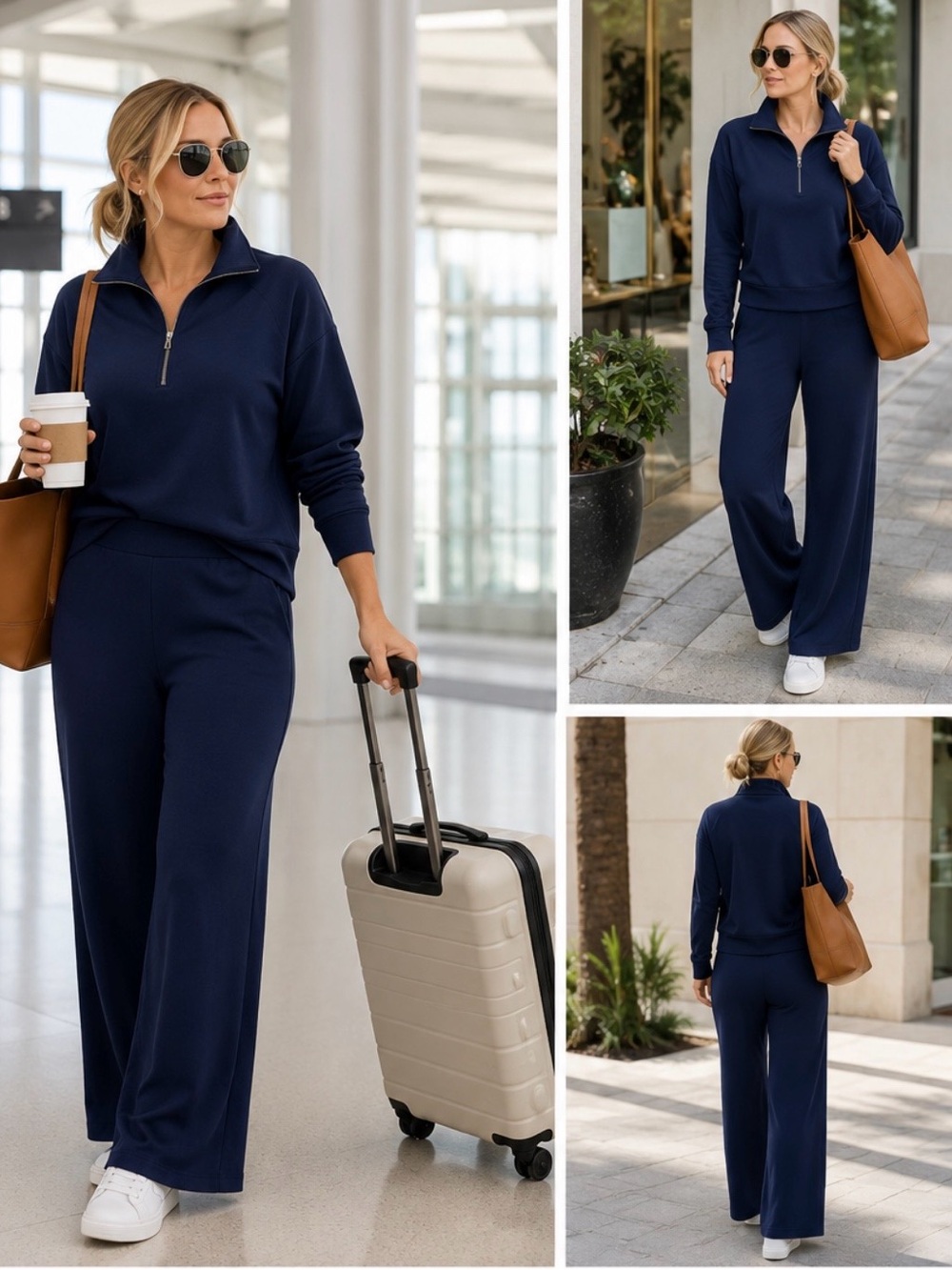 SPANX AirEssentials Wide Leg Pant Timeless Navy Soft Luxe Travel Lounge Sz XL🧡